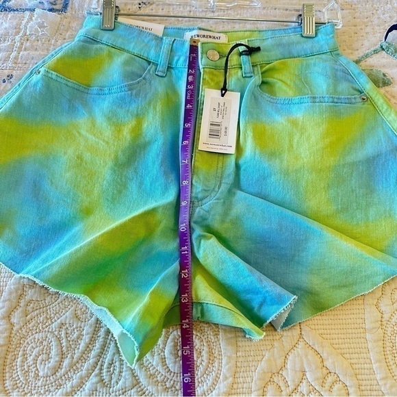 NWT WeWoreWhat flare bell short stretch twill denim tie dye women 27 - Picture 6 of 14